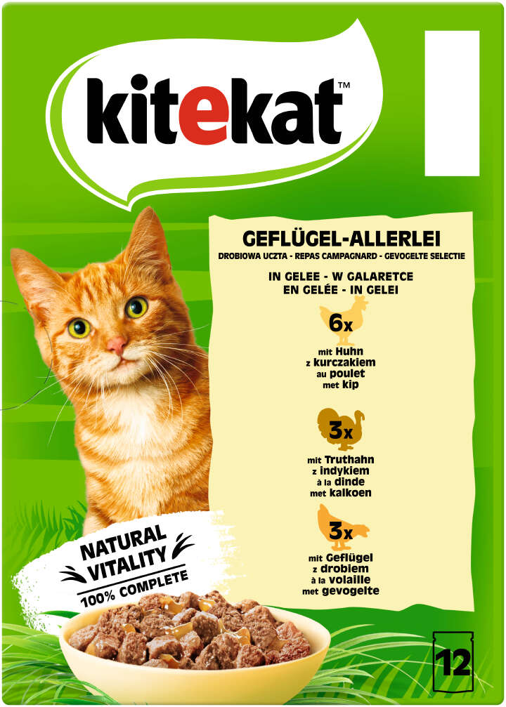 Kitekat Katzen-Nassfutter Geflügel-Allerlei in Gelee 12x85g